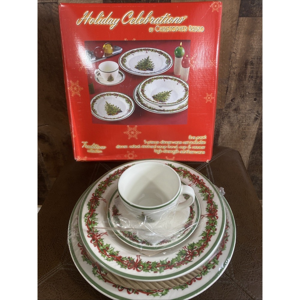 Christopher Radko Traditions‎ Holiday Celebrations 5 pc Dinnerware Set New